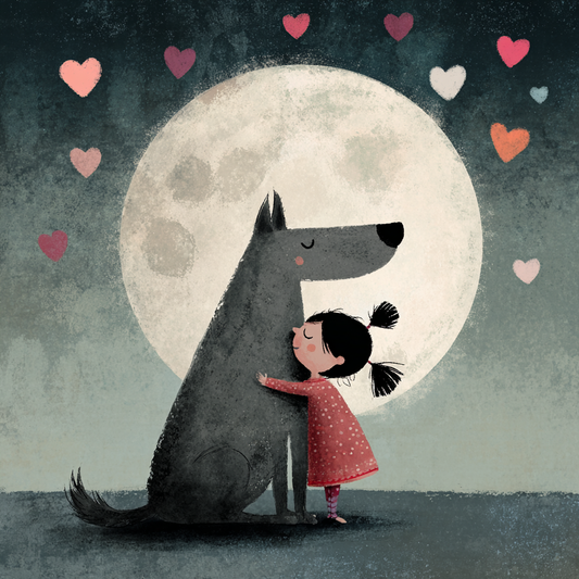 Girl and Her Dog Slate Tabletop Artwork