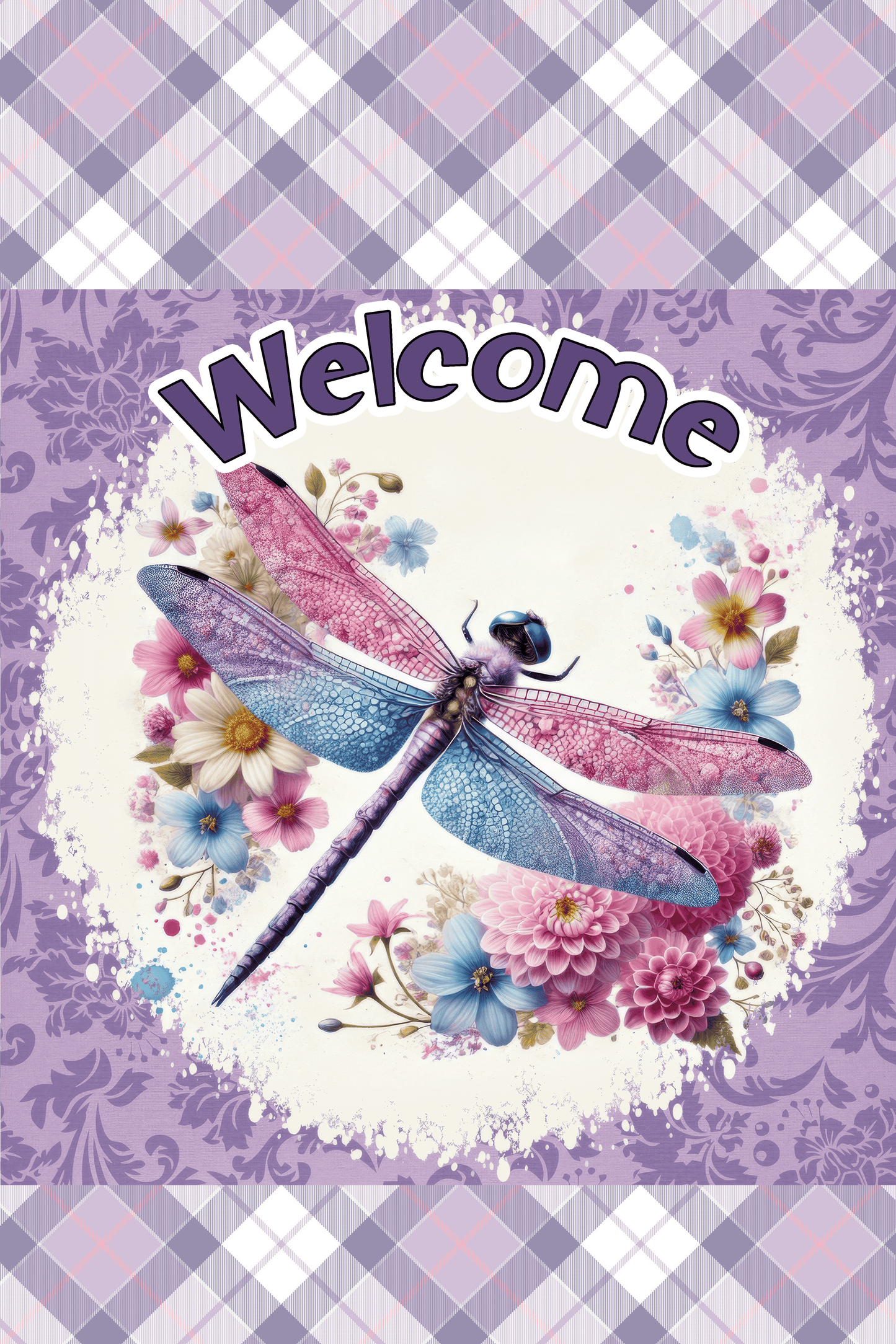 Welcome Dragonfly Garden Flag
