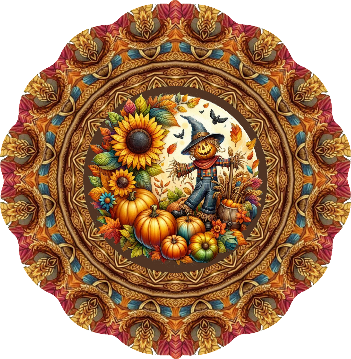 Sunflowers, Pumpkins and Scarecrow Wind Spinner