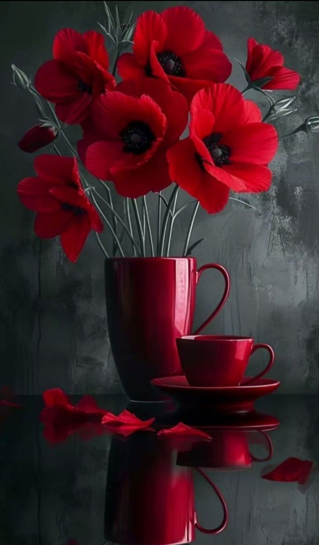 Poppies Slate Tabletop Artwork