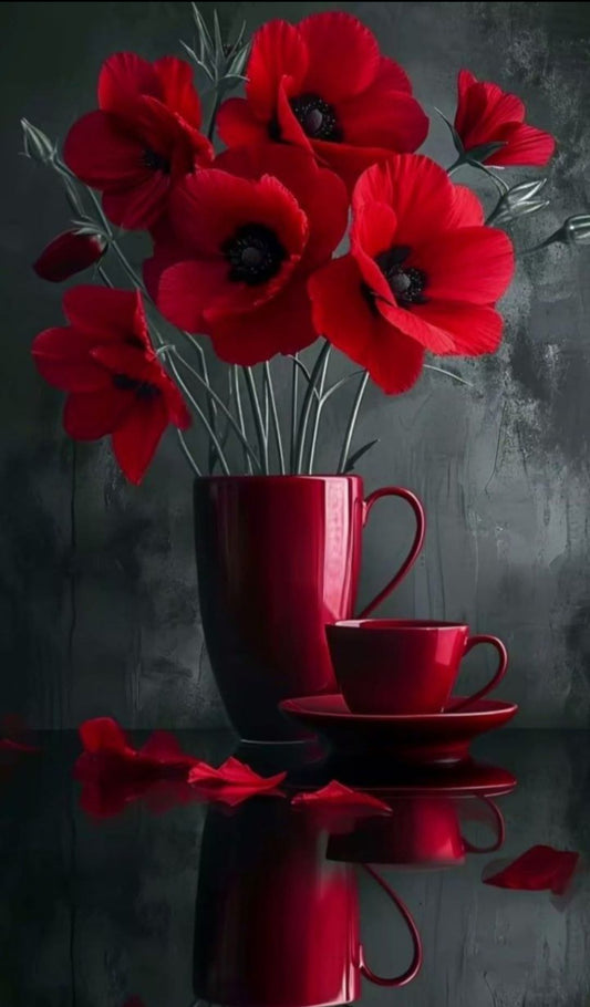 Poppies Slate Tabletop Artwork