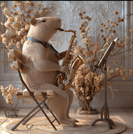 Capybara and Sax Slate Tabletop Artwork