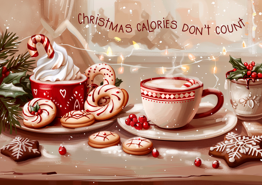 Christmas Calories Don't Count Glass Cutting Board