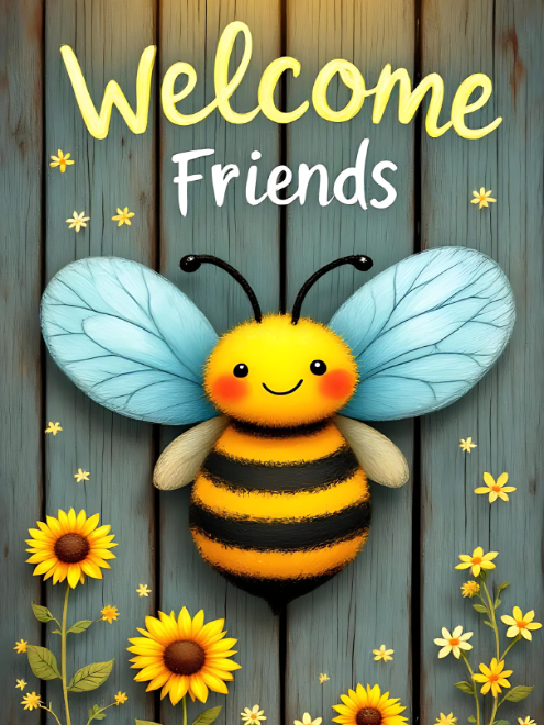 Welcome Friends Bee Garden Flag