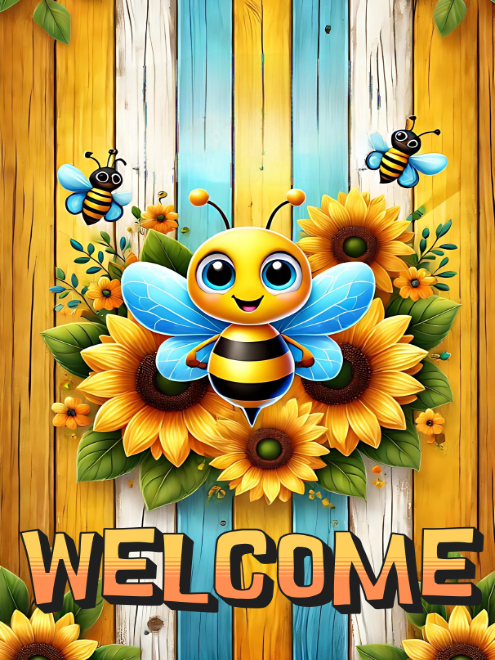 Welcome Bee Garden Flag