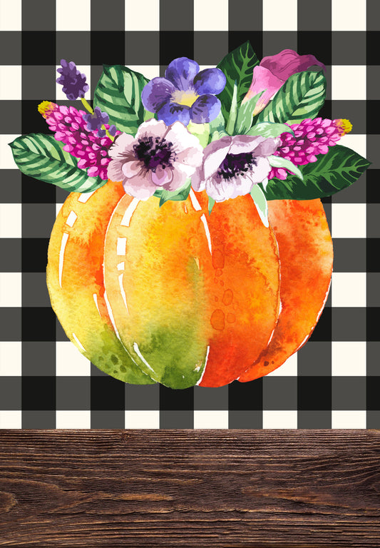 Pumpkin and Flowers Garden Flag
