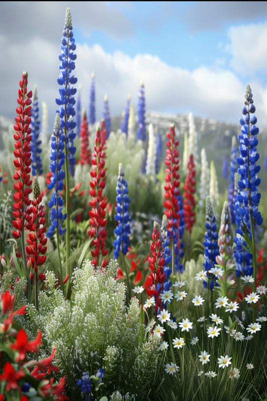 Patriotic Flowers Glass Cutting Board