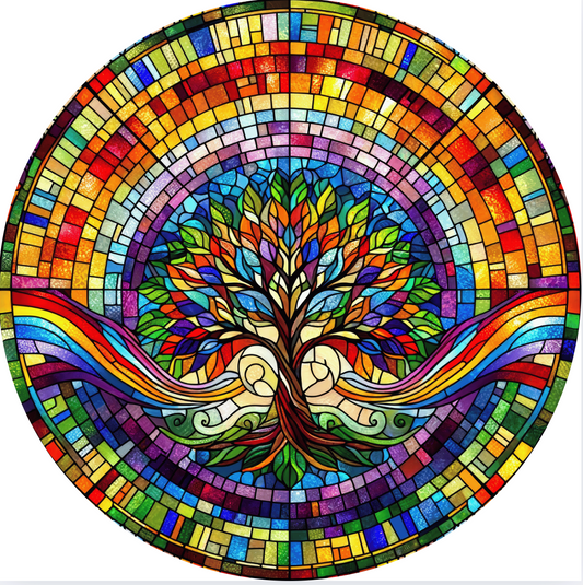 Stained Glass Tree of Life Wind Spinner