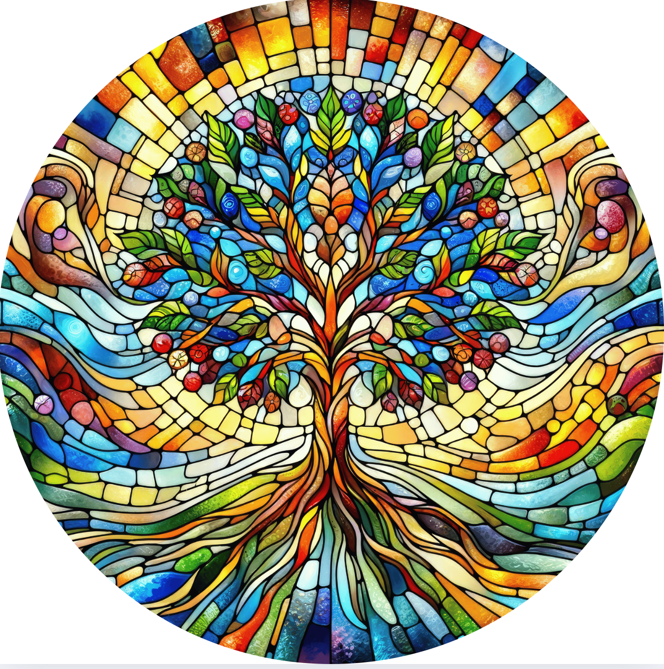 Stained Glass Tree of Life 3 Wind Spinner