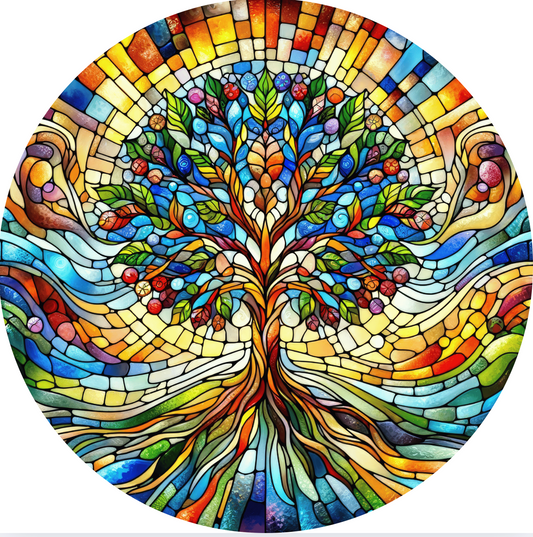 Stained Glass Tree of Life 3 Wind Spinner