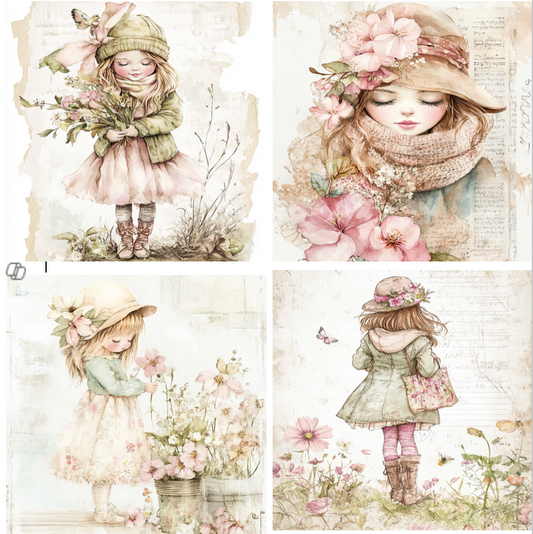 Girl with Hat Slate Coasters