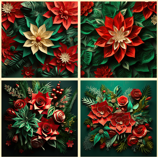 Christmas Flowers Slate Coasters