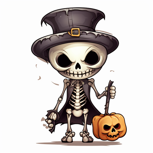 Skeleton and Pumpkin Garden Flag
