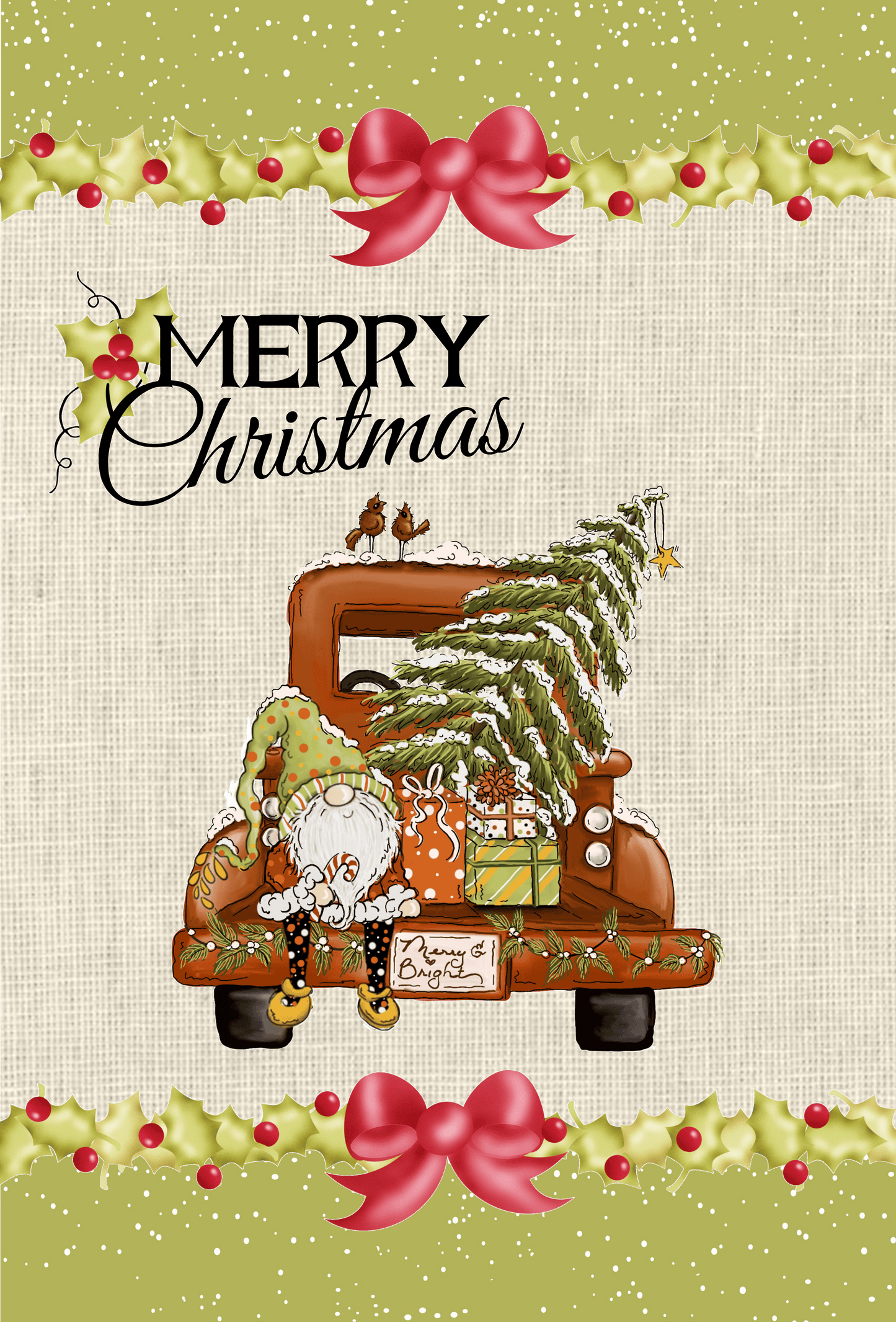 Heading Gnome for Christmas Garden Flag