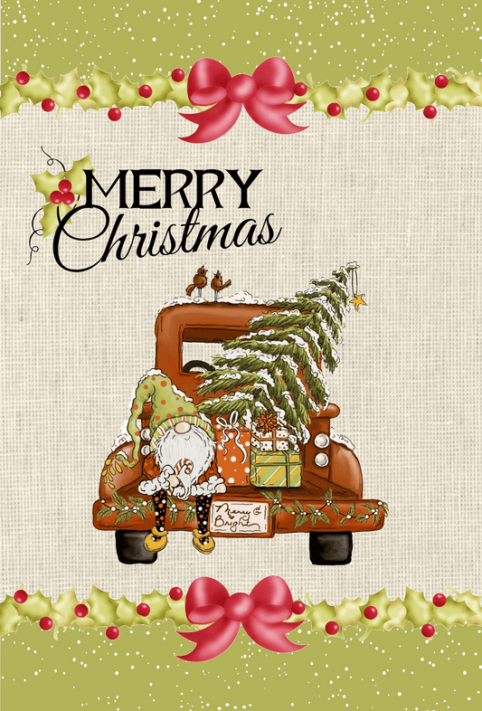 Heading Gnome for Christmas Garden Flag