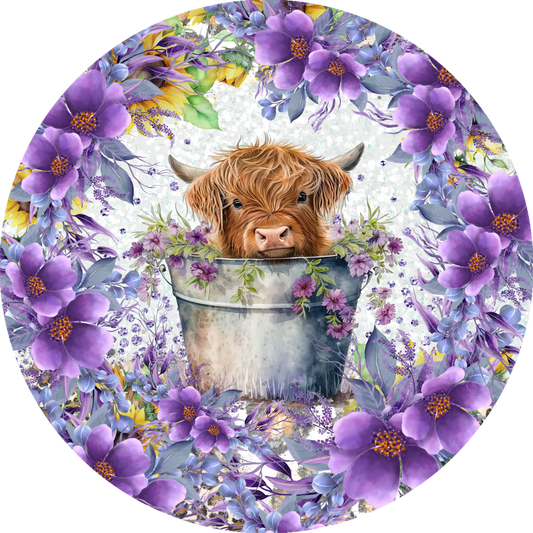 Purple Highland Cow Wind Spinner