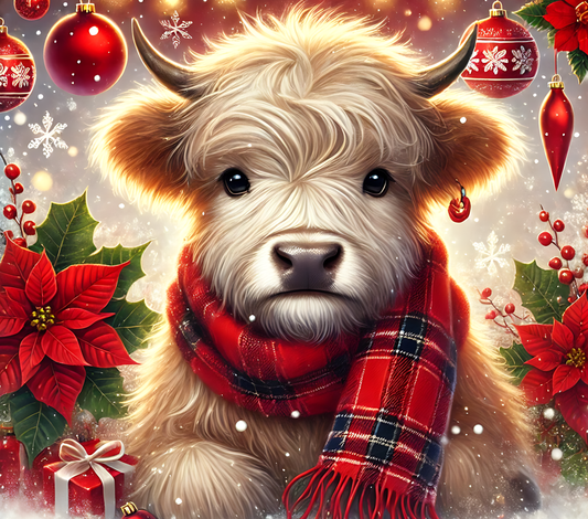 Christmas Highland Cow Slate Tabletop Artwork